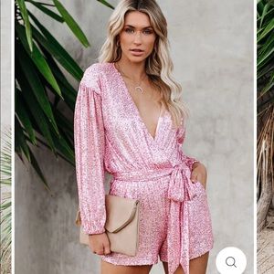 Vici Dolls Pink Sequin Romper